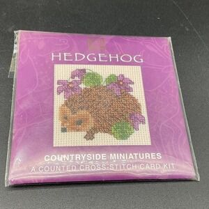 Textile Heritage Hedgehog Cross Stitch Card Kit Countryside Miniatures‎